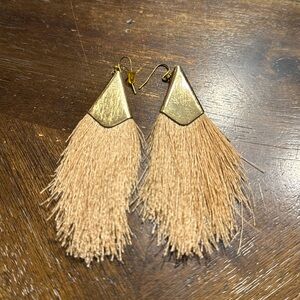 tan fringe earrings